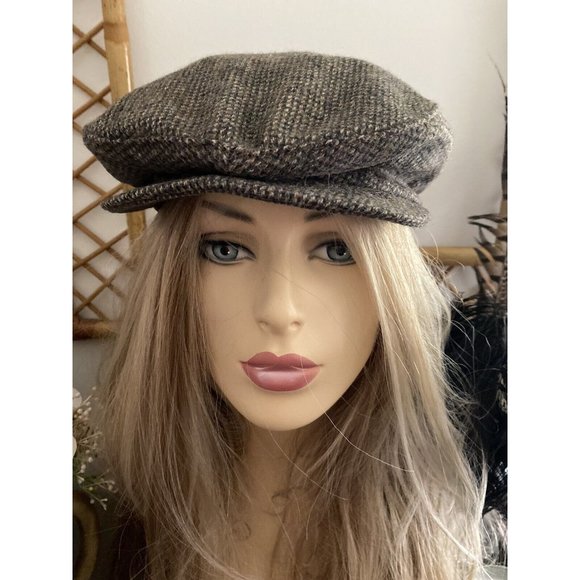 Vintage‎ Men’s Wool Brown Gray Tweed Driver Cap Union Made Marked M Fits S Lined - Picture 3 of 16